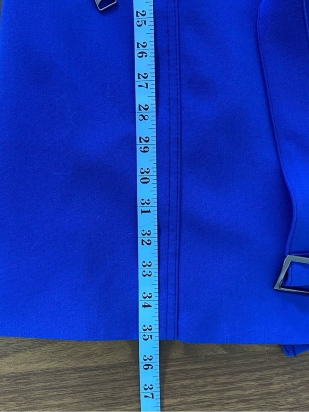 Cobalt Blue Belted Trench Coat with Asymmetric Zip by Insight - Picture 8 of 9